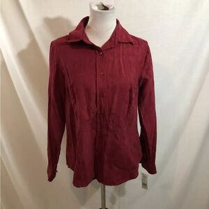Norton McNaughton “Rumba Red” Long Sleeve Button Up, Stitch Work -Womens M, NWT